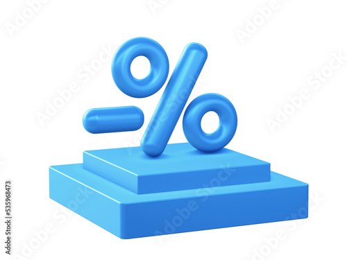 3d illustration icon of Percentage discount promo with podium for UI UX web mobile apps social media ads designs