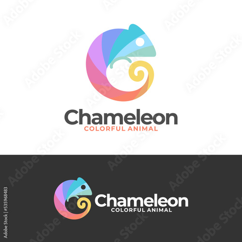 chameleon colorful vector template. animal color graphic illustration.