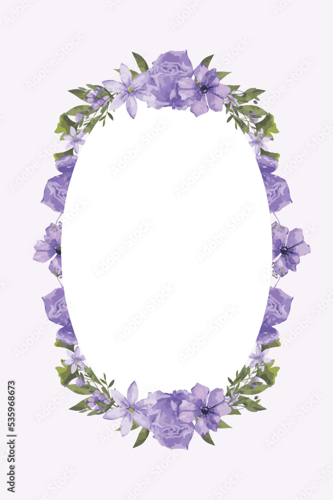 Purple Watercolor Flower Frame Arrangement Purple Watercolor Flower Frame Arrangement