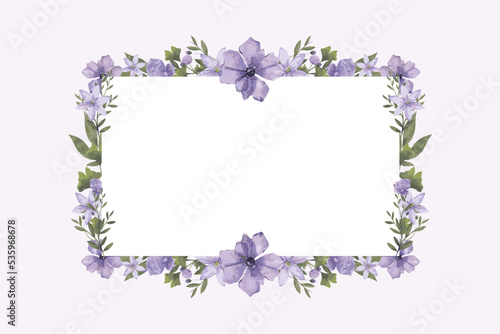 Purple Watercolor Flower Frame Arrangement