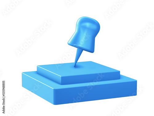 3d illustration icon of push Pin with podium for UI UX web mobile apps social media ads designs