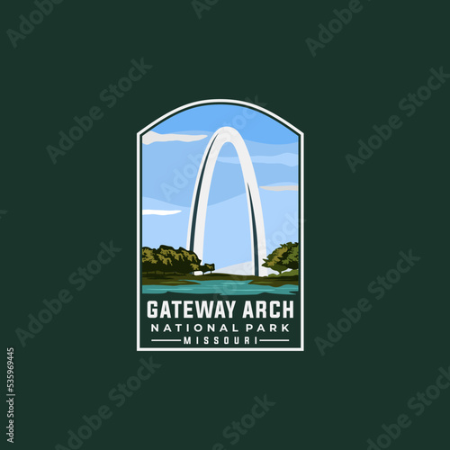 gateway arch national park vector template. Saint Louis Missouri landmark illustration.