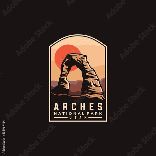 Fényképezés Arches national park vector template