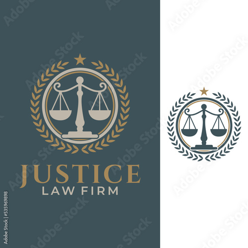 law firm legal vector template. justice graphic illustration in luxury style.