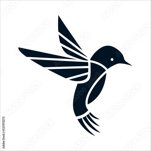 Vector hummingbird icon flying logo little bird silhouette logo design