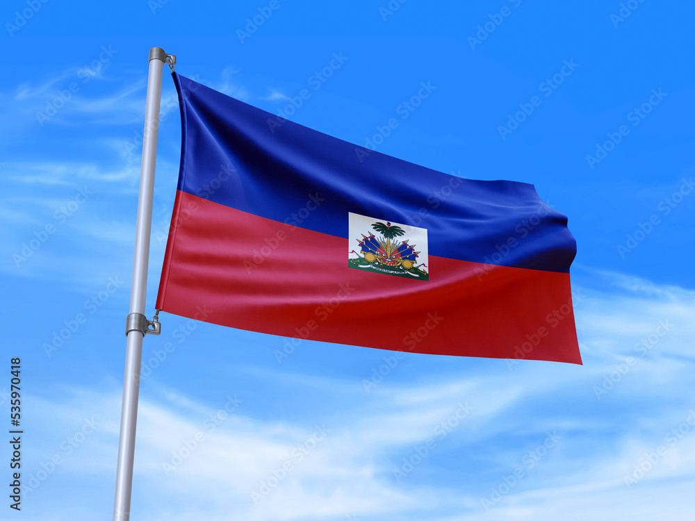 Naklejka premium Haiti flag waving in the wind