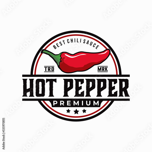 chili spicy vector template. spice sauce pepper graphic illustration in retro vintage style.