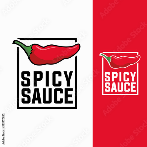 chili spicy vector template. spice sauce pepper graphic illustration in retro vintage style.