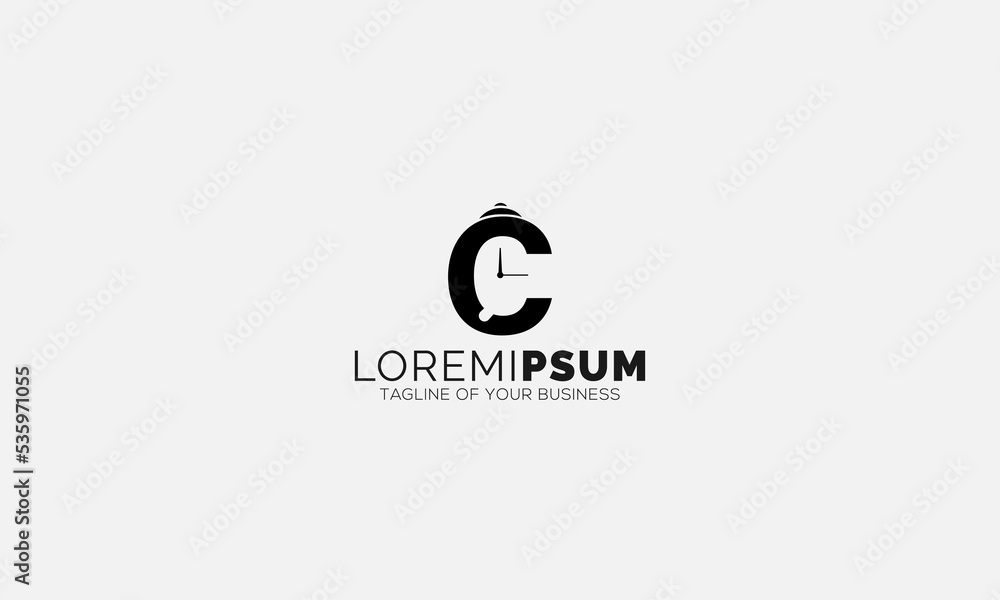 Clock with letter C Logo design inspiration Clock with letter C Logo design inspiration