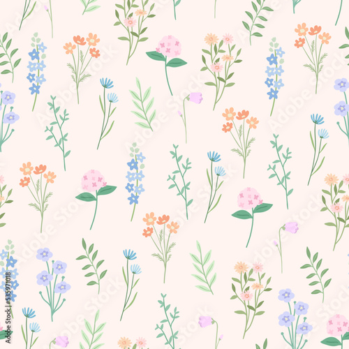 cute floral garden seamless pattern