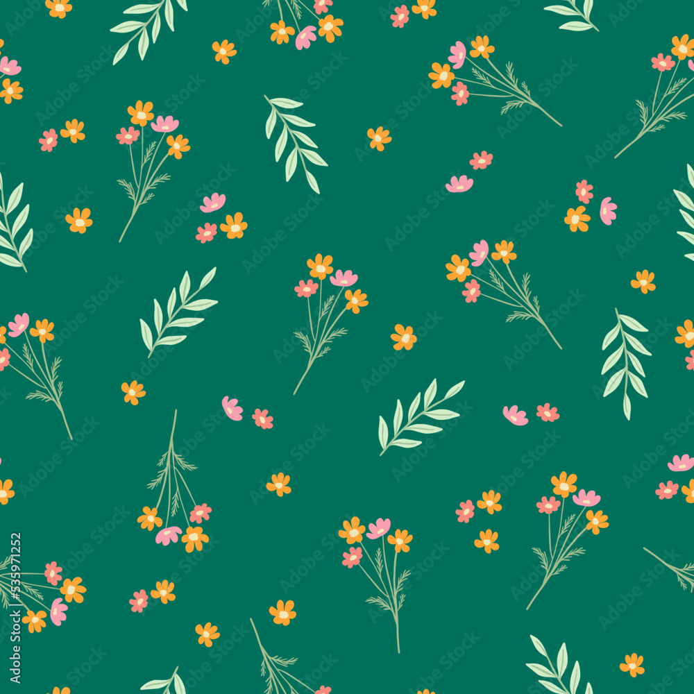 cute pink and yellow floral seamless pattern
