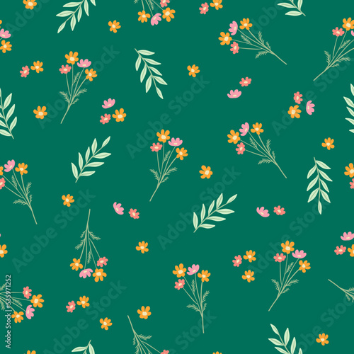 cute pink and yellow floral seamless pattern