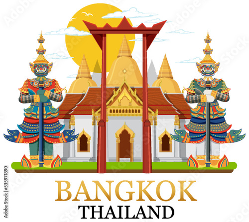 Bangkok Thailand Landmarks Logo Banner