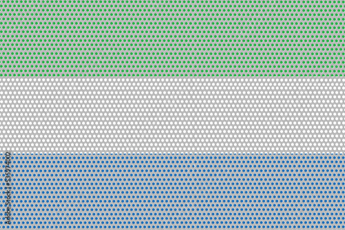 3D Flag of Sierra Leone on a metal wall background.