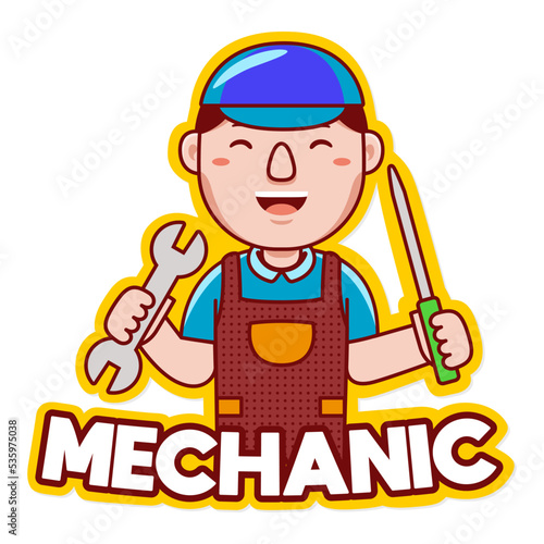 Mechanic profession vector mascot logo template