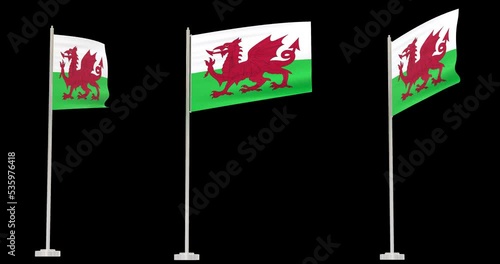 Wales flag waving, alpha