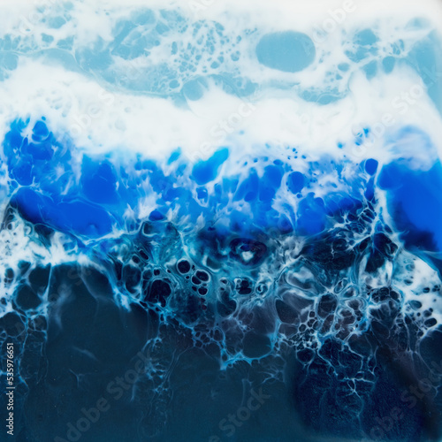 Resin art composition with blue tones. Epoxy background © artifirsov