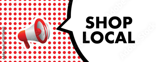 Shop local sign on white background	