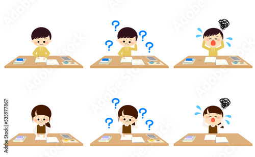 勉強をしている学生セット