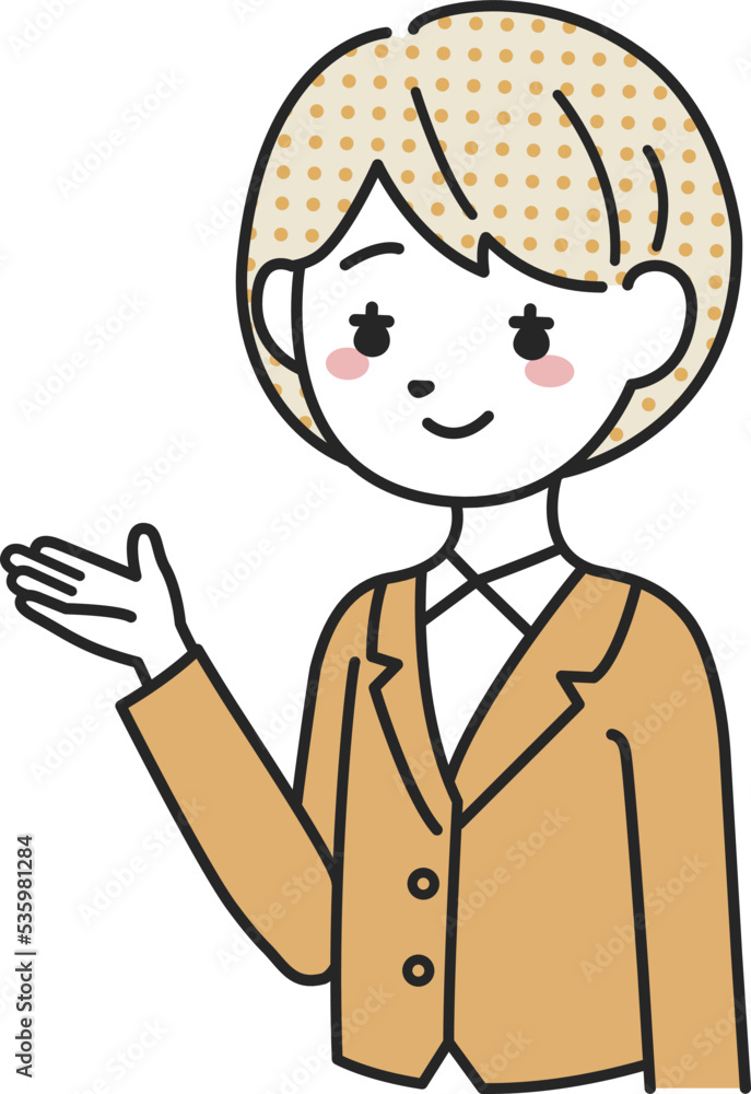 案内をするスーツを着た女性 案内をするスーツを着た女性