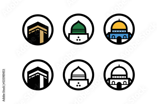 The 3 Holy Mosques Icon - Masjid Al-Haram, Masjid Al-Nabawi, and Masjid Al-Aqsa