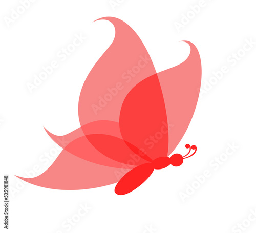The Symbol of red stylized flying butterfly.