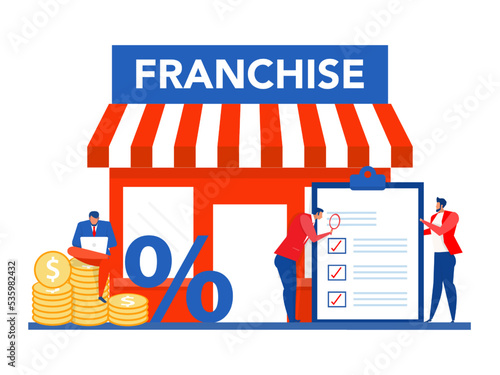 small business or franchise branch expansion strategy of financial marketing planning for investment vector illustrator
