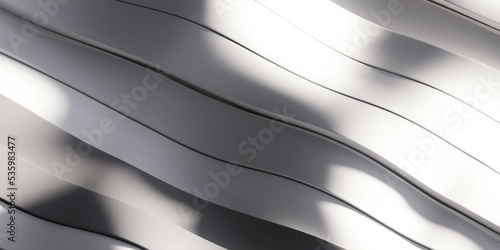 Fototapeta Naklejka Na Ścianę i Meble -  metallic white wave pattern geometric shape object 3d render illustration