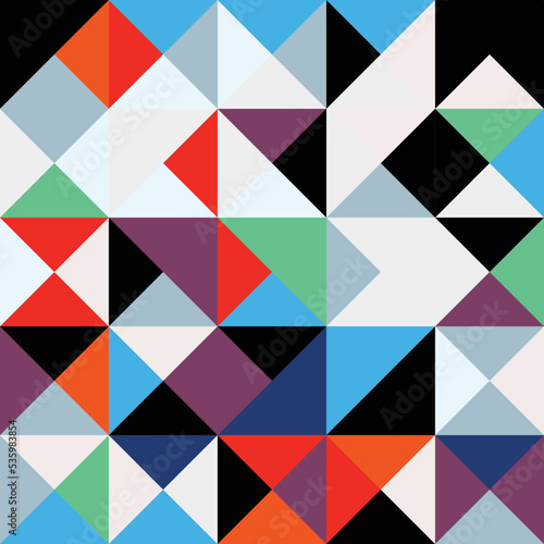 Abstract geometric Bauhaus pattern design. Vector circle, triangle and square lines color art design. Colorful Bauhaus background pattern. 
