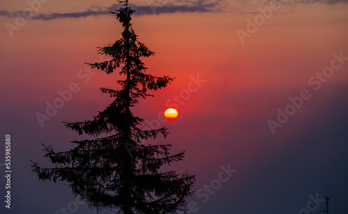 Sunset in Ayder Plateau, the sea of clouds offers a perfect visual feast. photo