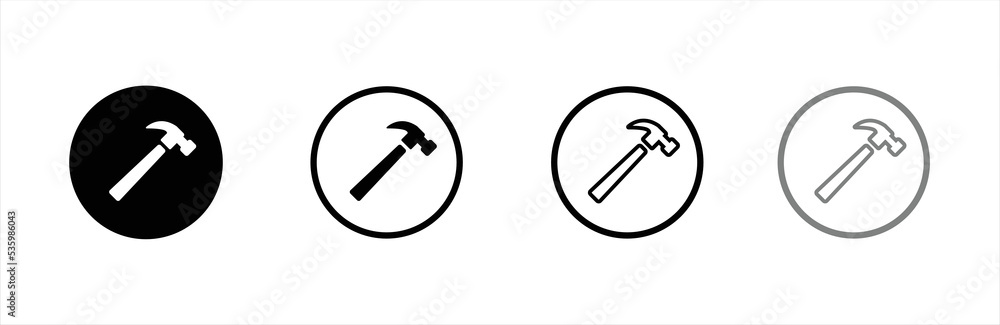 Hammer icon. Hammer icon set. Hammer button symbol. Filled flat sign. Vector illustration. Hammer icon. Hammer icon set. Hammer button symbol. Filled flat sign. Vector illustration.