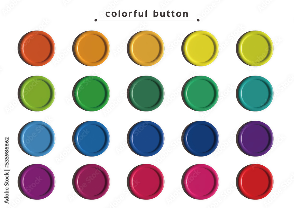 シンプルなカラフルボタン【立体／濃いめのカラー】