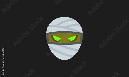 mummy face icon. Vector clip art illustration of mummy head for Halloween