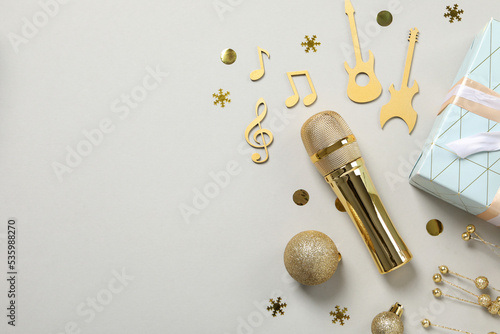 Photography Concept of New Year party, karaoke New Year party, space for text