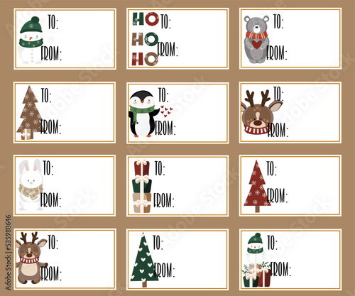 Christmas tags. Printable Gift tags with Merry Christmas 
