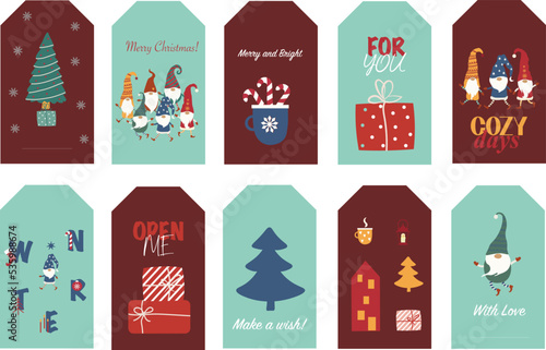 Christmas tags. Printable Gift tags with Merry Christmas 