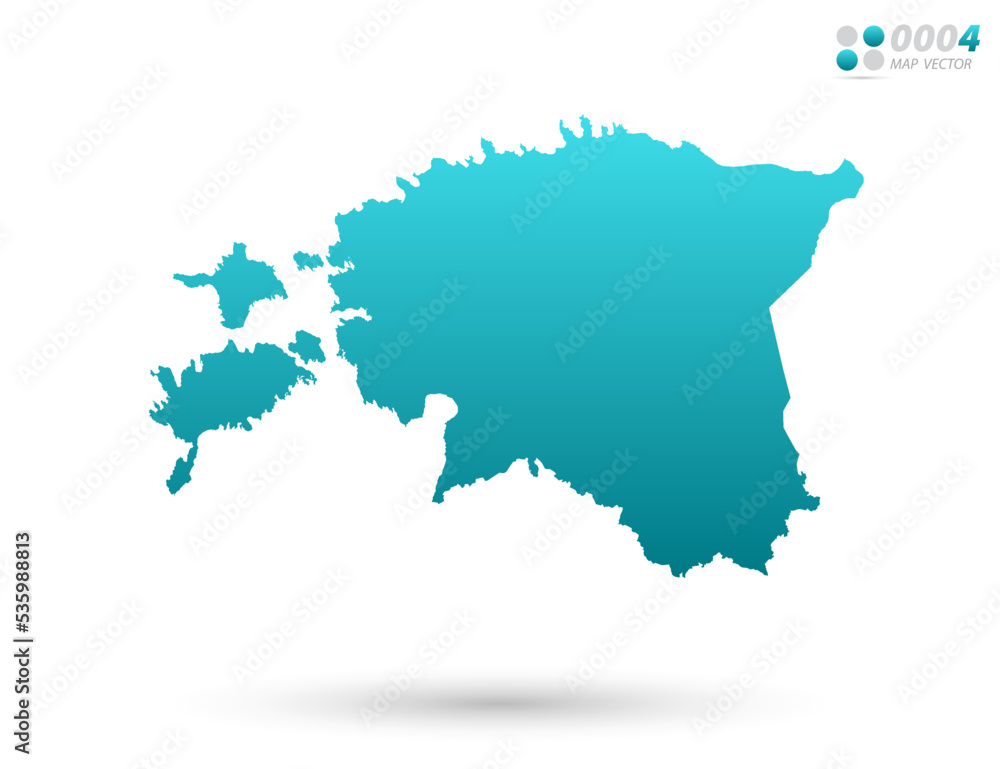 Vector blue gradient of Estonia map on white background. Organized in layers for easy editing.