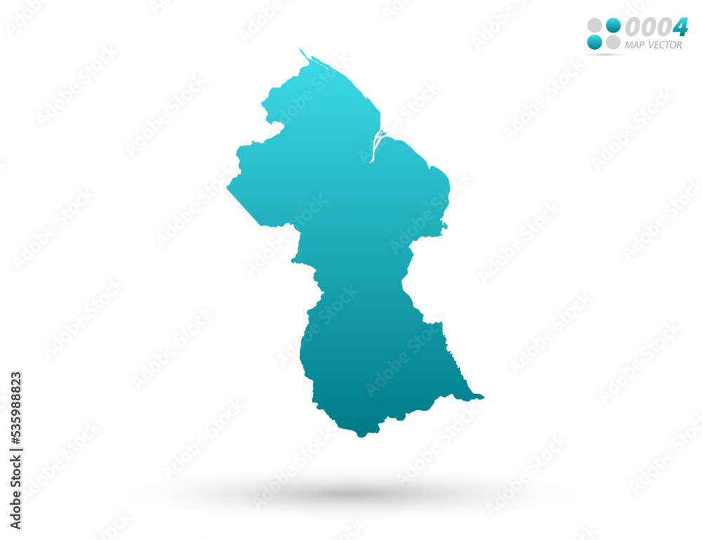 Vector blue gradient of Guyana map on white background. Organized in layers for easy editing.