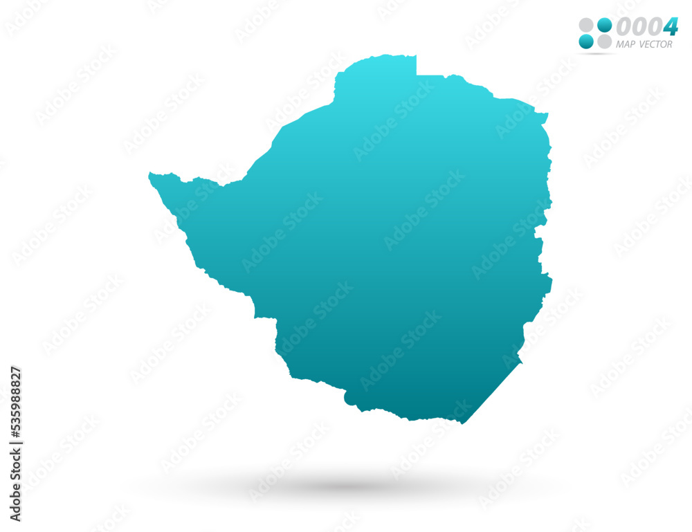 Obraz premium Vector blue gradient of Zimbabwe map on white background. Organized in layers for easy editing.
