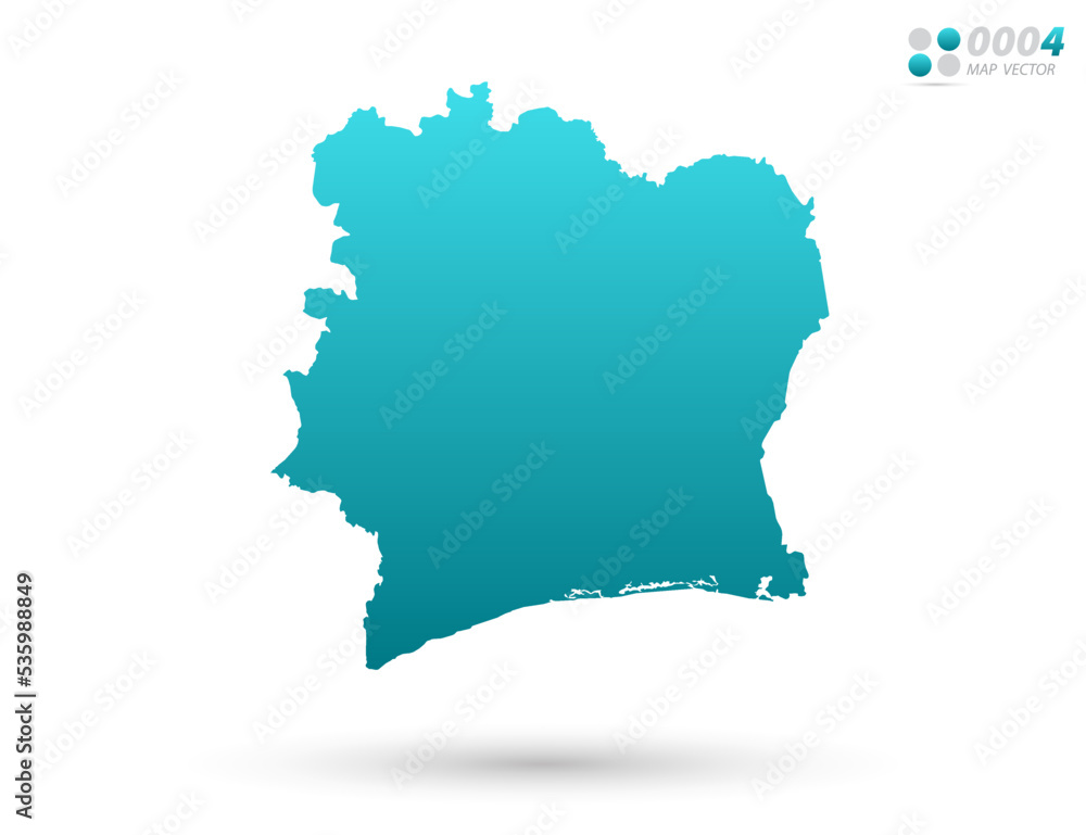 Vector blue gradient of Ivory Coast map on white background. Organized in layers for easy editing. Vector blue gradient of Ivory Coast map on white background. Organized in layers for easy editing.