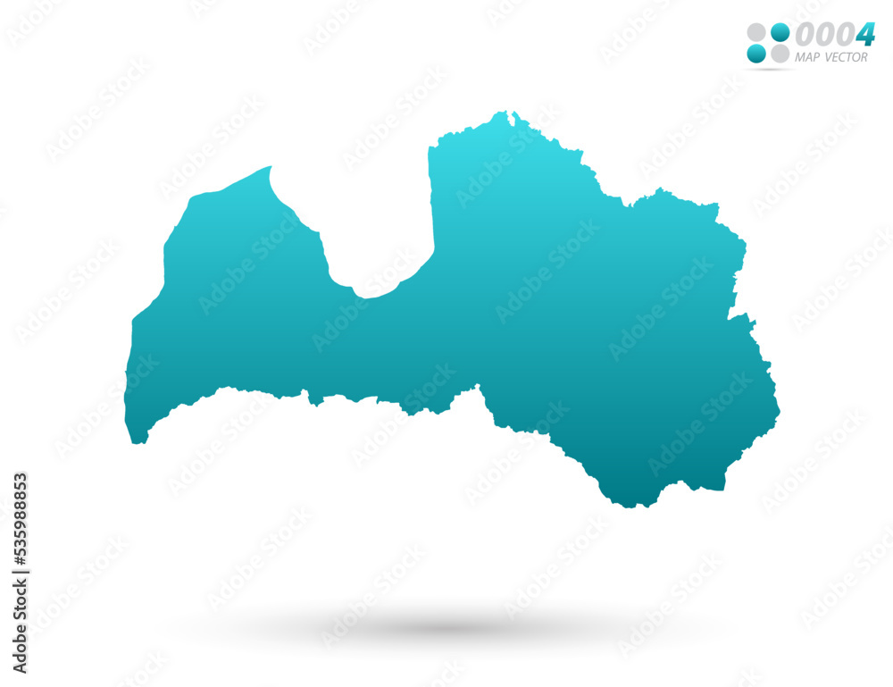 Vector blue gradient of Latvia map on white background. Organized in layers for easy editing.