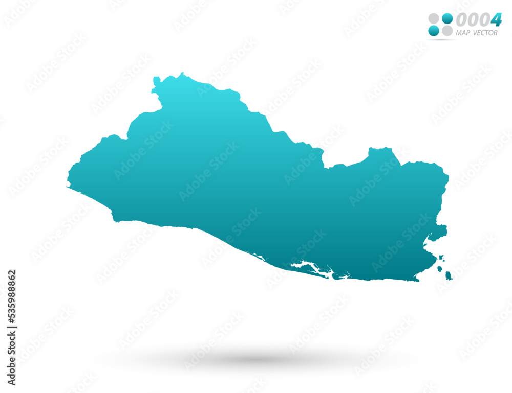 Fototapeta premium Vector blue gradient of El Salvador map on white background. Organized in layers for easy editing.
