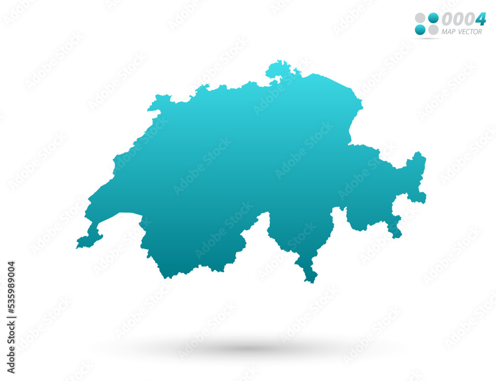 Vector blue gradient of Switzerland map on white background. Organized in layers for easy editing.