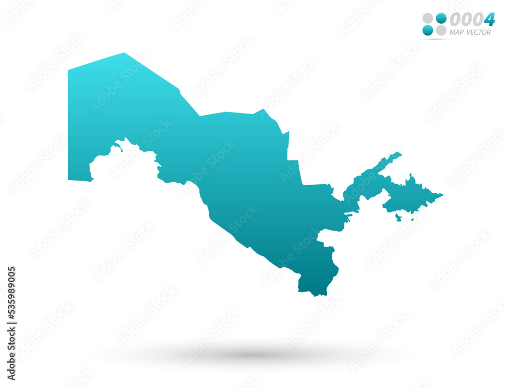 Vector blue gradient of Uzbekistan map on white background. Organized in layers for easy editing.