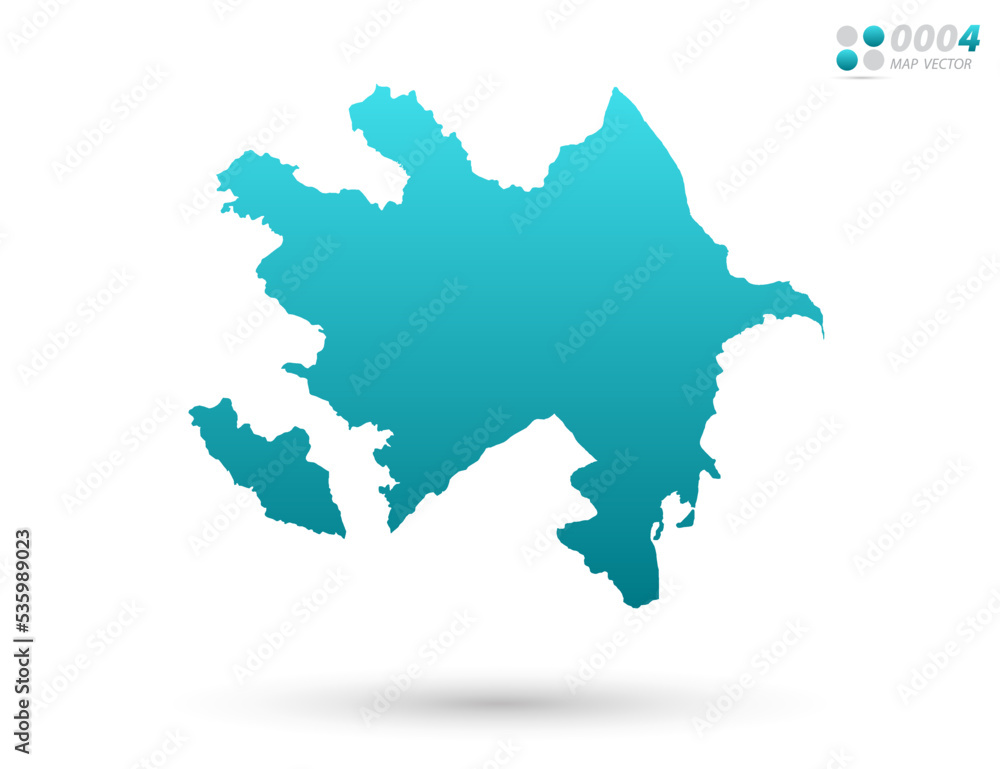 Vector blue gradient of Azerbaijan map on white background. Organized in layers for easy editing.