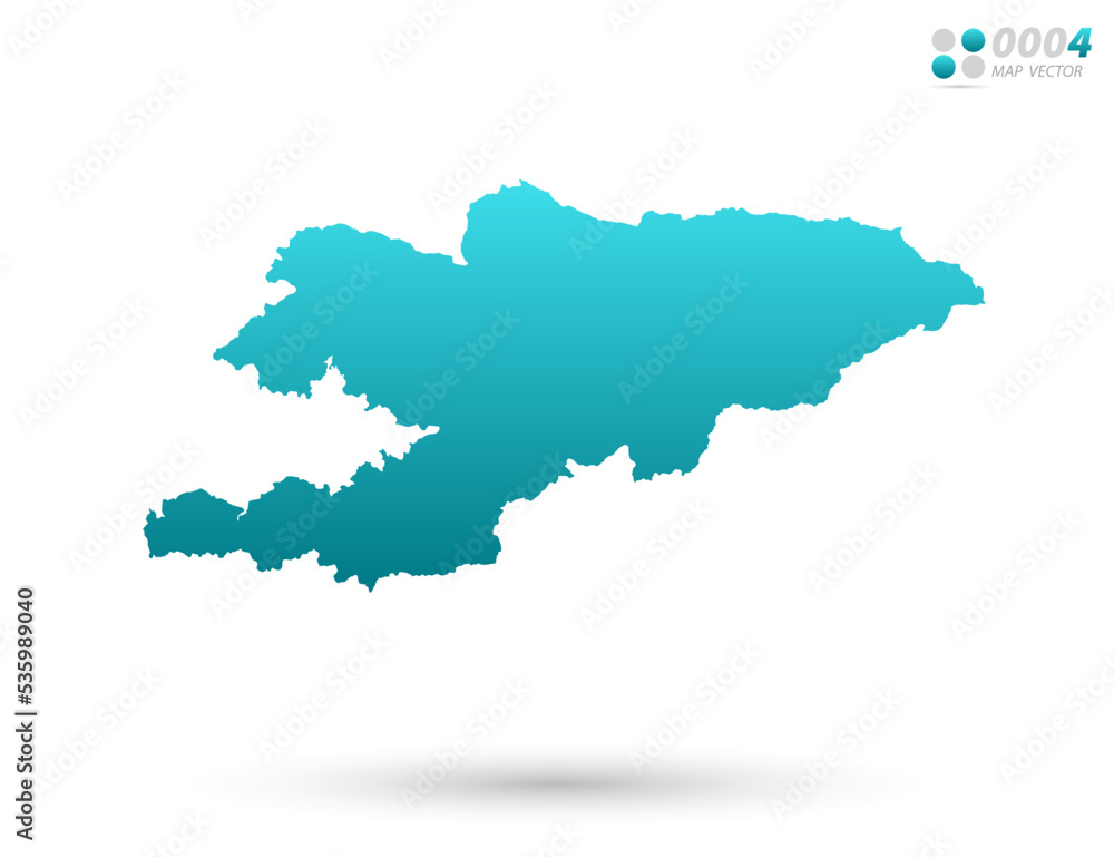 Vector blue gradient of Kyrgyzstan map on white background. Organized in layers for easy editing.