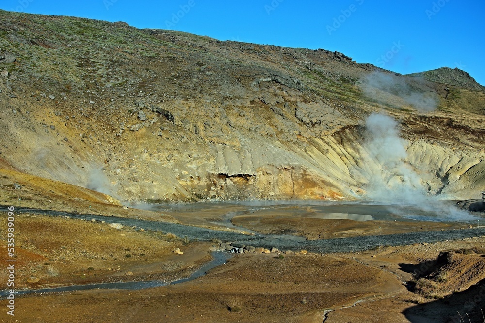 Iceland-view of Seltun Geothermal Area and its surroundinds