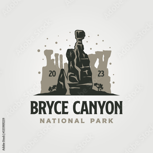 Foto bryce canyon vintage vector symbol illustration design, queens garden symbol
