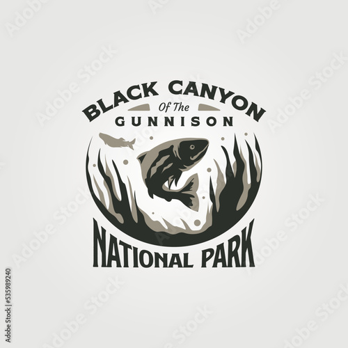 black canyon vintage logo vector symbol illustration design, us national park logo