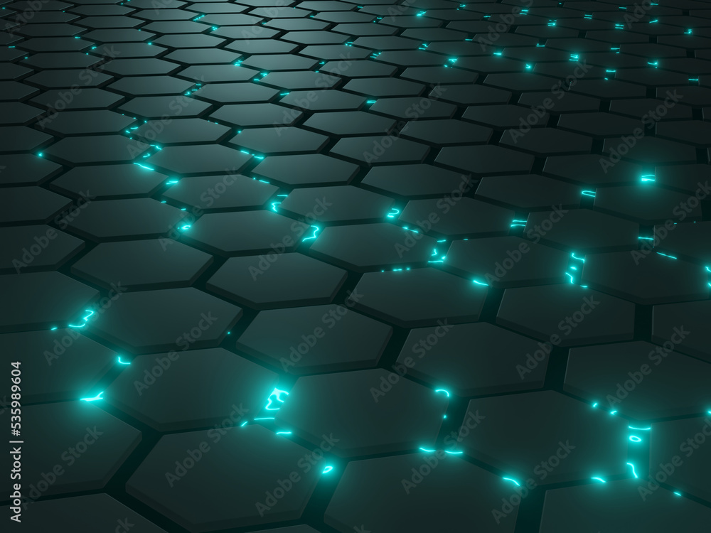 Fototapeta premium 3d render of futuristic hexagonal background